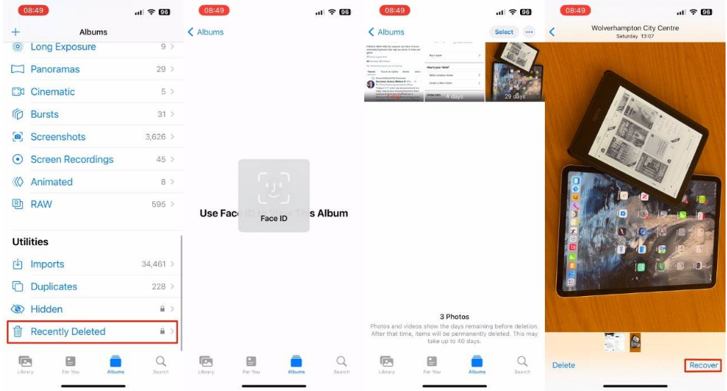武汉苹果14维修分享 iPhone14 上恢复已删除的照片 